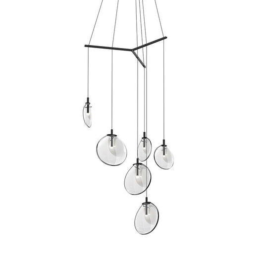 Cantina 6-Light Tri-Spreader LED Chandelier - Satin Black - Clear Glass by SONNEMAN