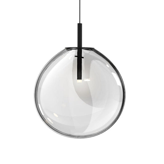 Cantina Large LED Single Pendant - Satin Black - Clear Glass by SONNEMAN