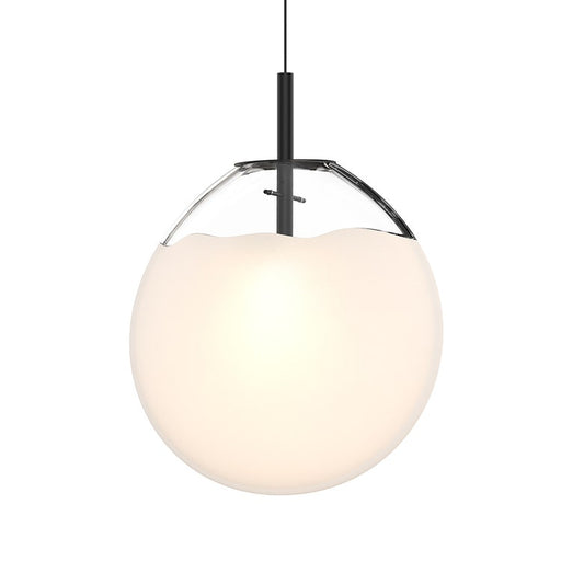 Cantina Large LED Single Pendant - Satin Black - Poured White Glass by SONNEMAN