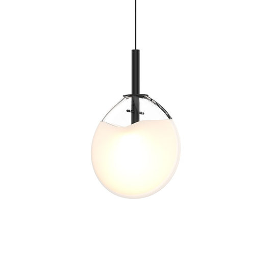 Cantina Small LED Single Pendant - Satin Black - Poured White Glass by SONNEMAN