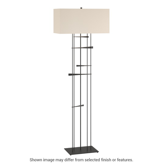 Cavaletti Floor Lamp - Black - Flax Shade by Hubbardton Forge