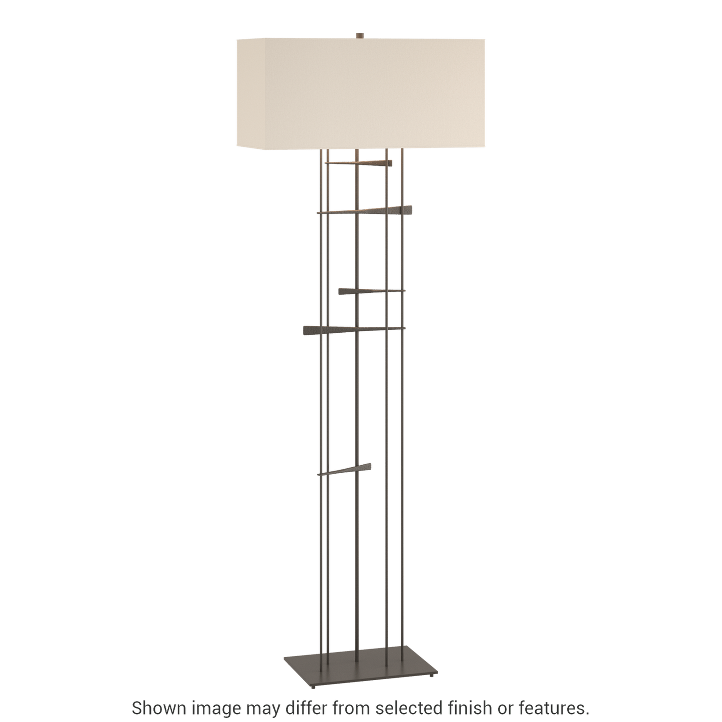 Cavaletti Floor Lamp - Dark Smoke - Flax Shade by Hubbardton Forge