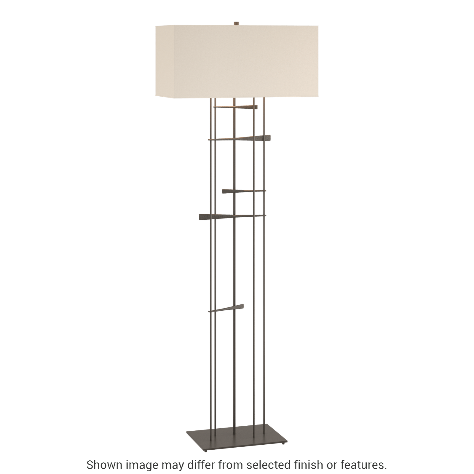 Cavaletti Floor Lamp - Dark Smoke - Flax Shade by Hubbardton Forge