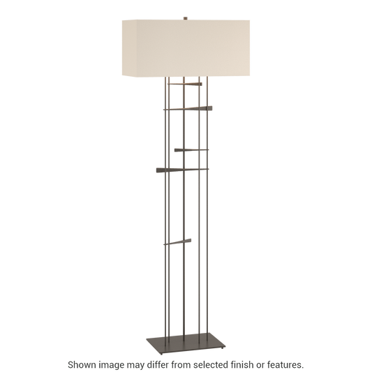 Cavaletti Floor Lamp - Dark Smoke - Flax Shade by Hubbardton Forge