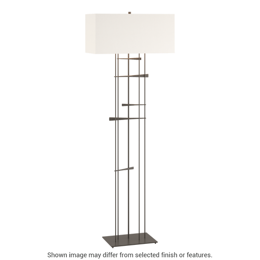 Cavaletti Floor Lamp - Dark Smoke - Natural Anna Shade by Hubbardton Forge