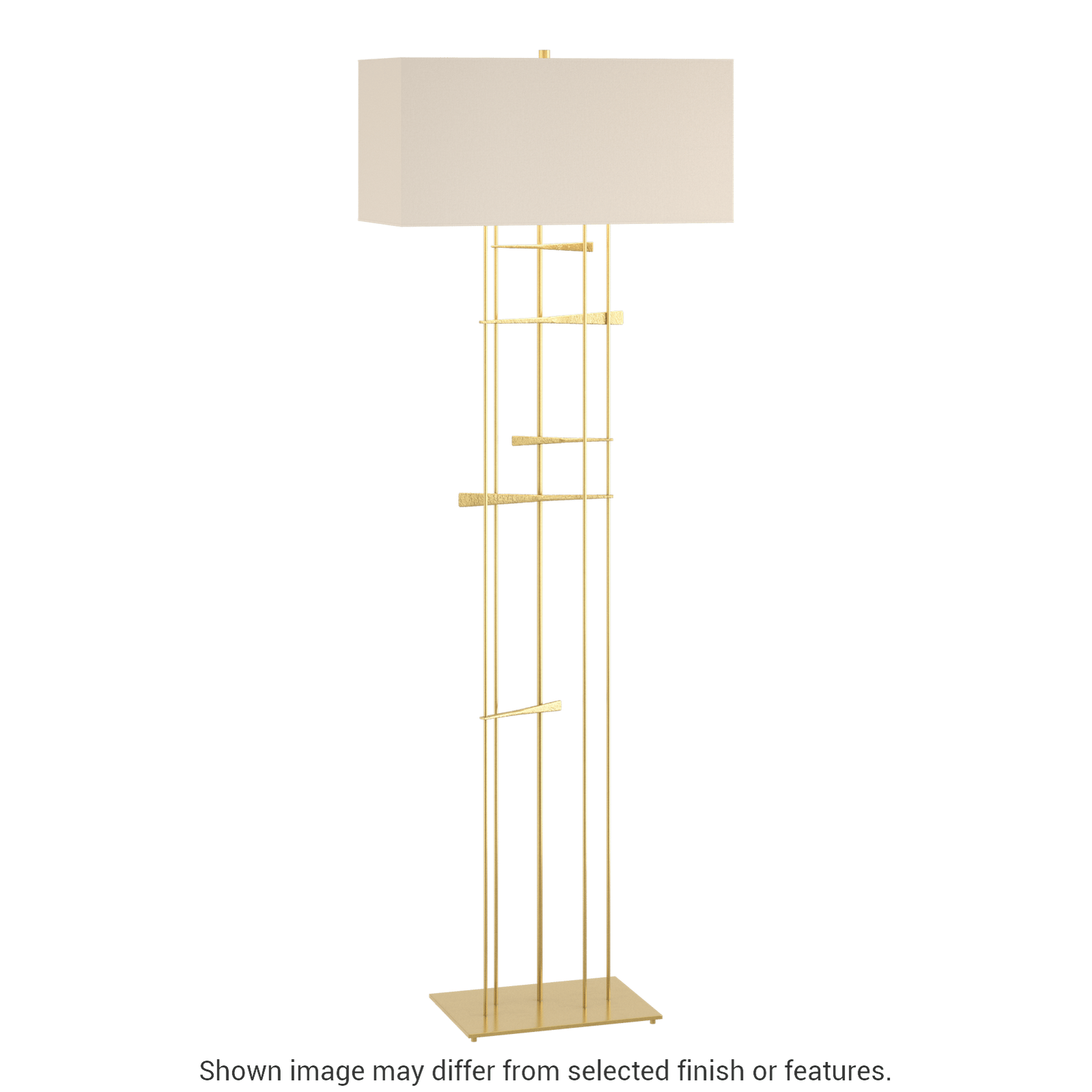 Cavaletti Floor Lamp - Modern Brass - Flax Shade by Hubbardton Forge