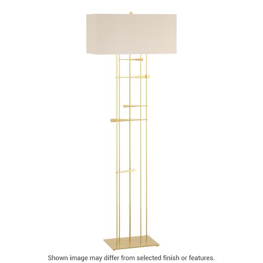 Cavaletti Floor Lamp - Modern Brass - Flax Shade by Hubbardton Forge