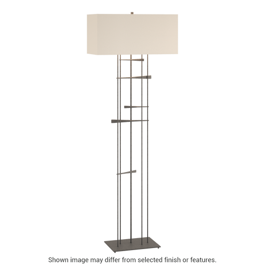 Cavaletti Floor Lamp - Natural Iron - Flax Shade by Hubbardton Forge