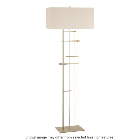 Cavaletti Floor Lamp - Soft Gold - Flax Shade by Hubbardton Forge