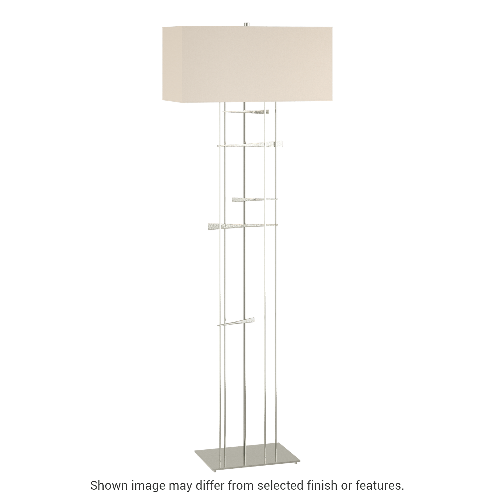 Cavaletti Floor Lamp - Sterling - Flax Shade by Hubbardton Forge