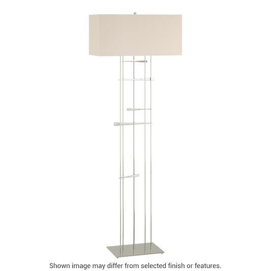 Cavaletti Floor Lamp - Sterling - Flax Shade by Hubbardton Forge
