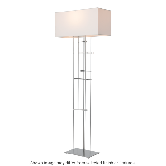 Cavaletti Floor Lamp - Sterling - Natural Anna Shade by Hubbardton Forge