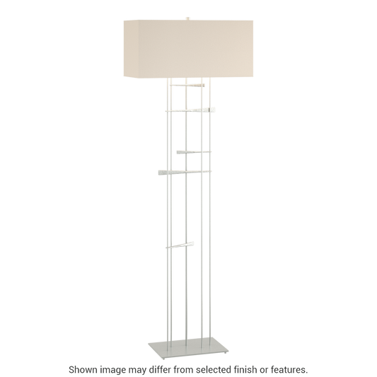 Cavaletti Floor Lamp - Vintage Platinum - Flax Shade by Hubbardton Forge