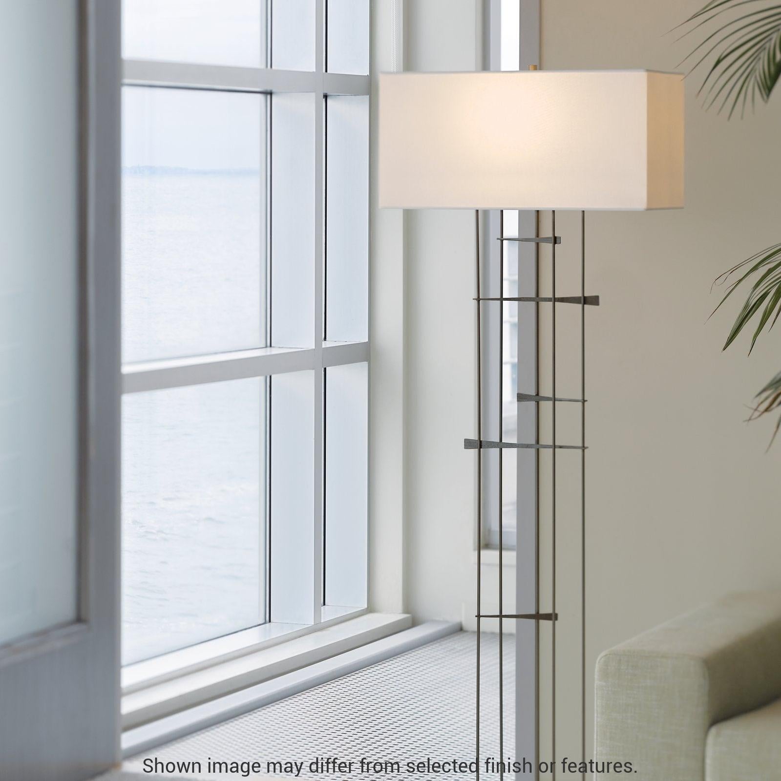 Cavaletti Floor Lamp - White - Natural Anna Shade by Hubbardton Forge