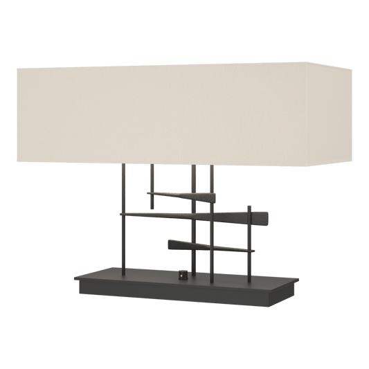Cavaletti Table Lamp - Black - Flax Shade by Hubbardton Forge