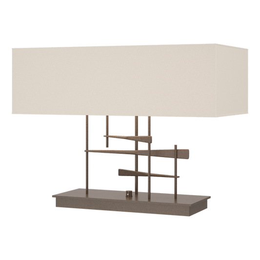 Cavaletti Table Lamp - Bronze - Flax Shade by Hubbardton Forge
