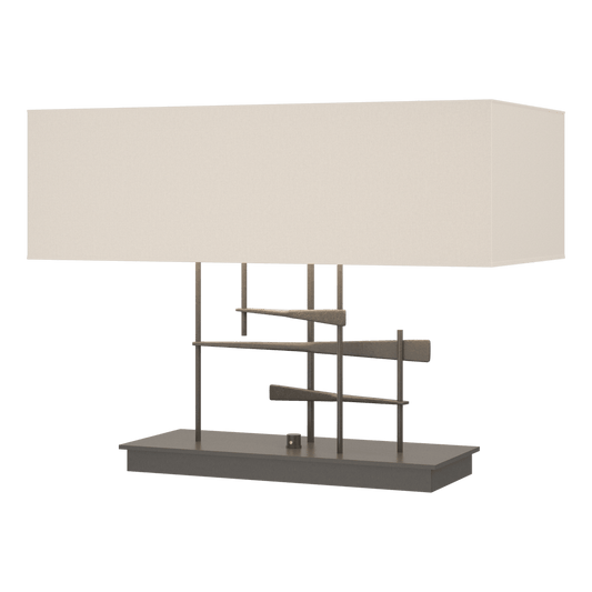 Cavaletti Table Lamp - Dark Smoke - Flax Shade by Hubbardton Forge