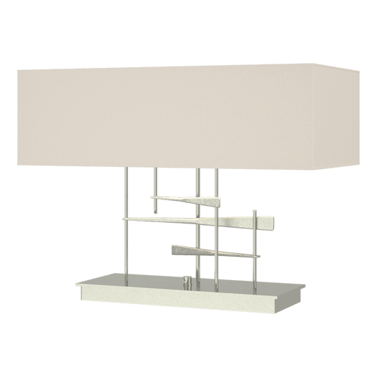 Cavaletti Table Lamp - Sterling - Flax Shade by Hubbardton Forge