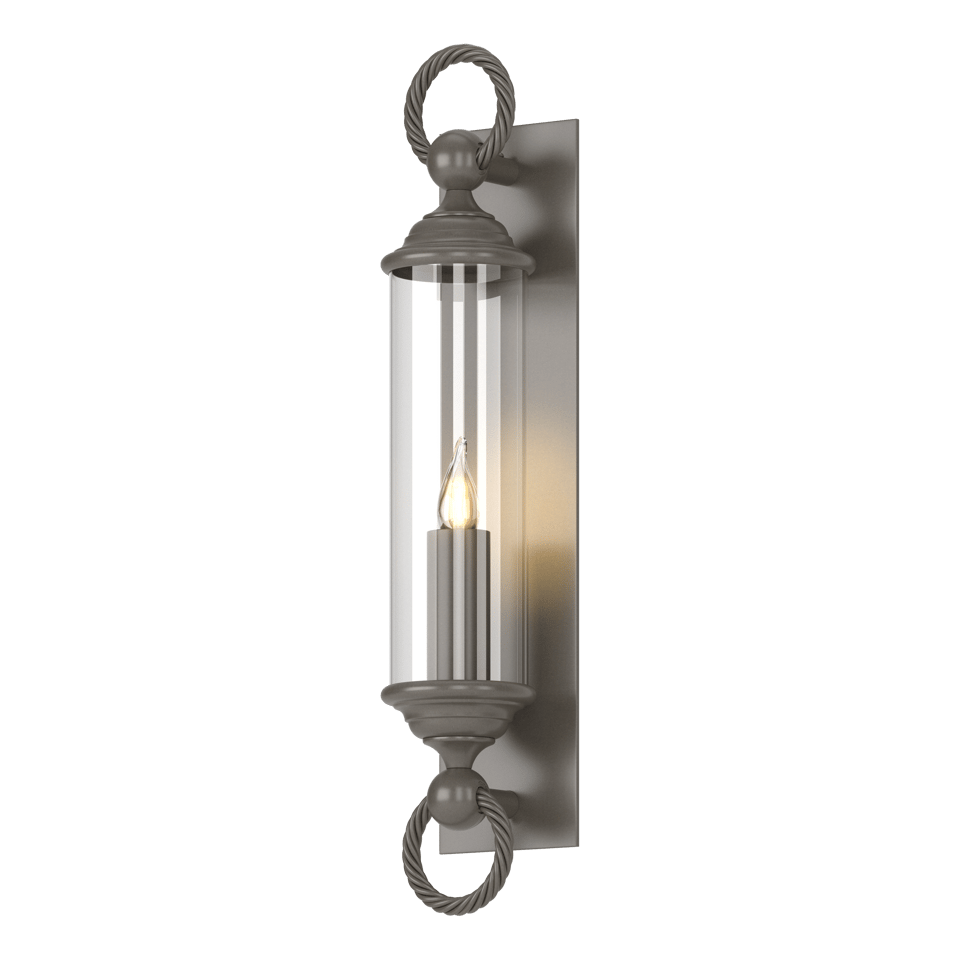 Cavo Large Outdoor Wall Sconce - Coastal Dark Smoke - Clear Glass by Hubbardton Forge