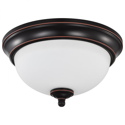 Center Lock 11 Inch LED Flush Mount - 19 Watt - 3000K - Mahogany Bronze Finish - Frosted Glass - Satco 62-1557
