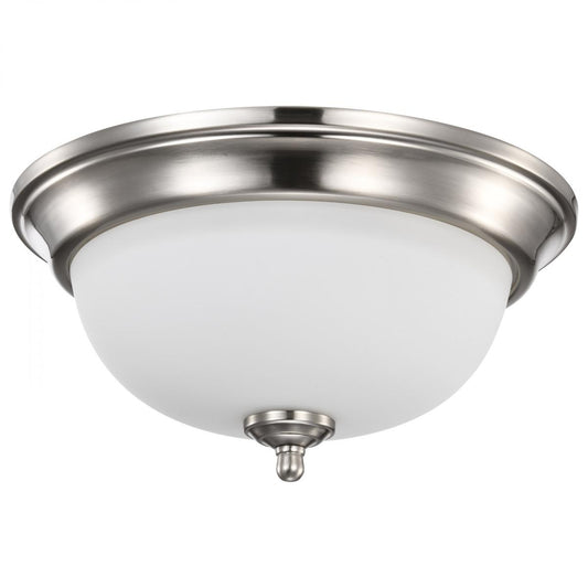 Center Lock 13 Inch LED Flush Mount - 19 Watt - 3000K - Brushed Nickel Finish - Frosted Glass - Satco 62-1560