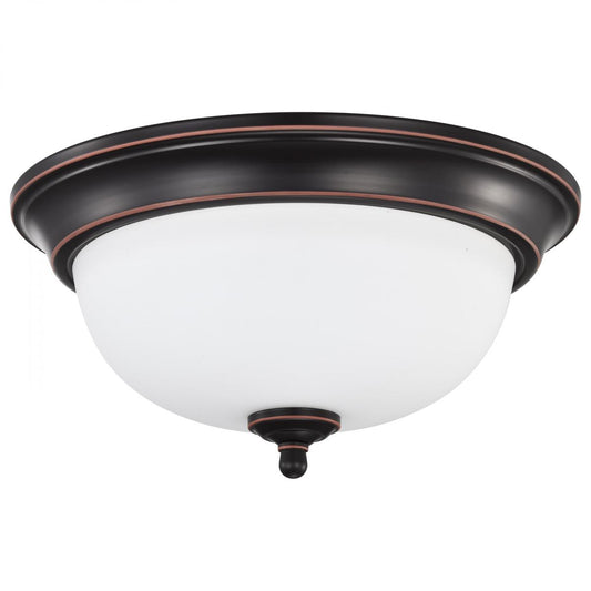 Center Lock 13 Inch LED Flush Mount - 19 Watt - 3000K - Mahogany Bronze Finish - Frosted Glass - Satco 62-1558