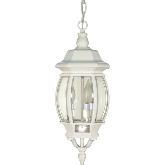 Central Park - 3 Light 20" Hanging Lantern with Clear Beveled Glass - White Finish - Satco 60-894