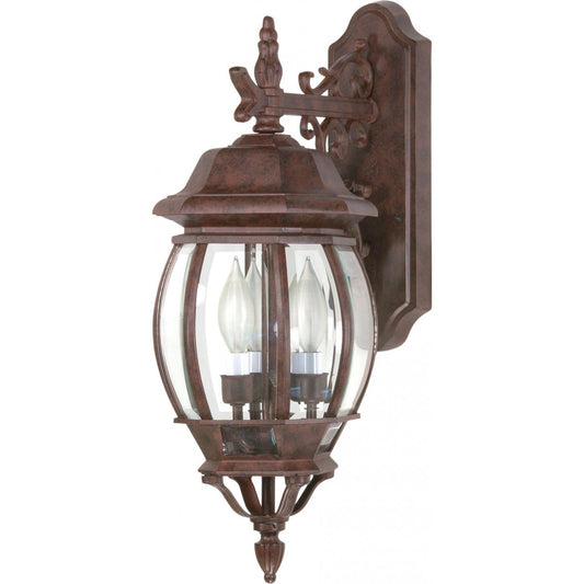 Central Park - 3 Light 22" Wall Lantern with Clear Beveled Glass - Old Bronze Finish - Satco 60-892