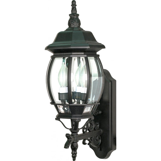 Central Park - 3 Light 22" Wall Lantern with Clear Beveled Glass - Textured Black Finish - Satco 60-890