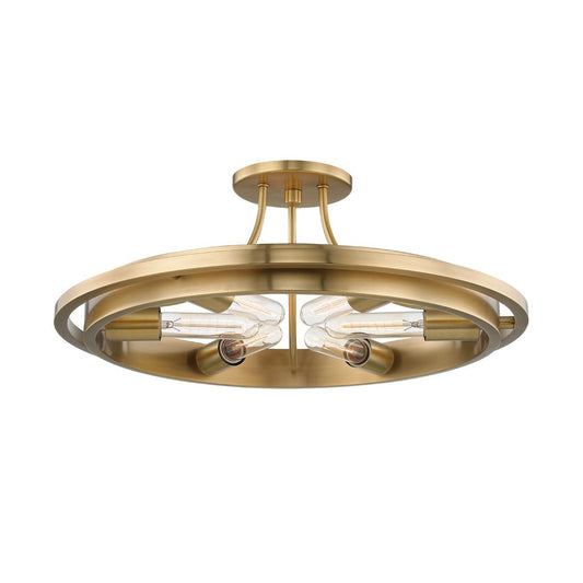 Chambers Semi-Flush Ceiling Light - Aged Brass by Hudson Valley Lighting