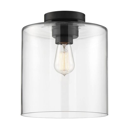 Chantecleer - 1 Light Semi Flush - with Clear Glass - Matte Black Finish - Satco 60-6779