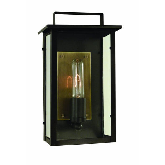Charleston 10″ High Wall Mount - CNW-6DD-BK/AB - Satin Black/Antique Brass by Arroyo Craftsman