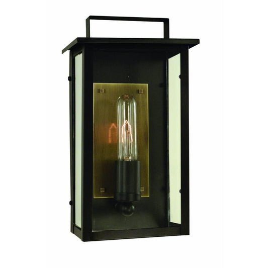 Charleston 12 1/2″ High Wall Mount - CNW-7CLR-BK/AB - Satin Black/Antique Brass by Arroyo Craftsman