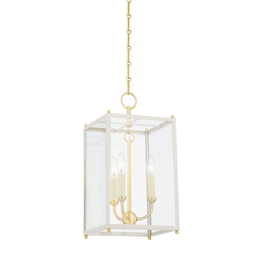 Chaselton Lantern - 3-Light - Aged Brass/Off White by Hudson Valley Lighting