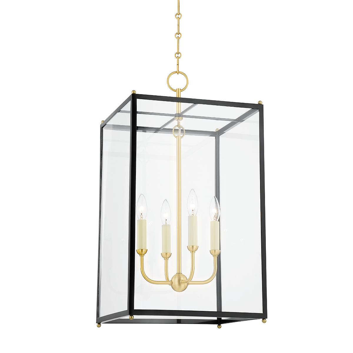 Chaselton Lantern - 4-Light - Aged Brass/Darkest Blue by Hudson Valley Lighting