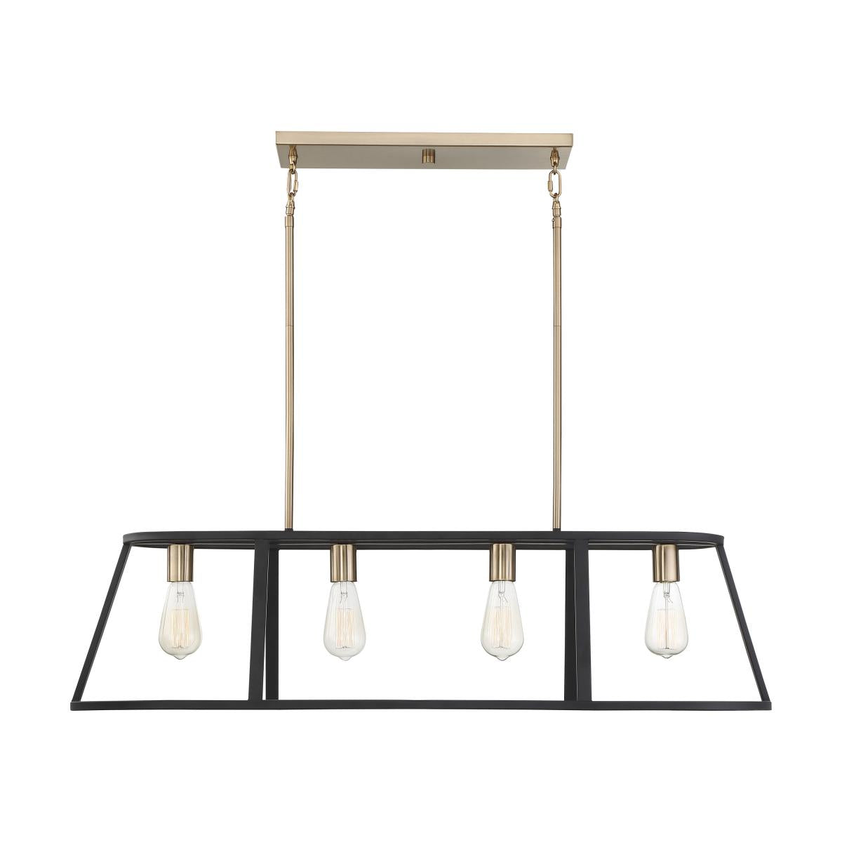 Chassis- 4 Light Island Pendant - Copper Brushed Brass and Matte Black Finish - Satco 60-6644