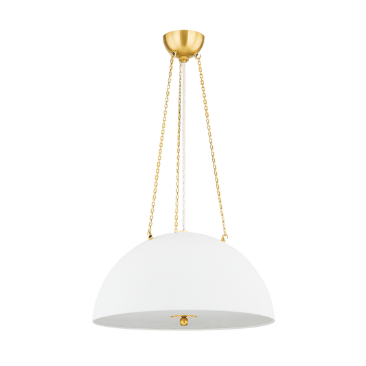 Chiswick Pendant - 3-Light - Aged Brass/White Plaster by Hudson Valley Lighting