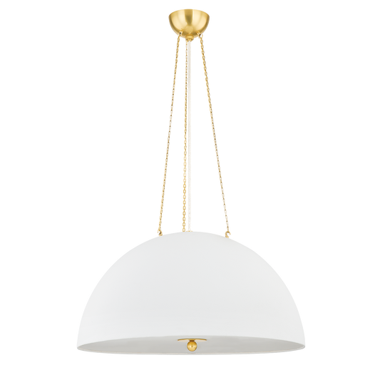 Chiswick Pendant - 4-Light - Aged Brass/White Plaster by Hudson Valley Lighting