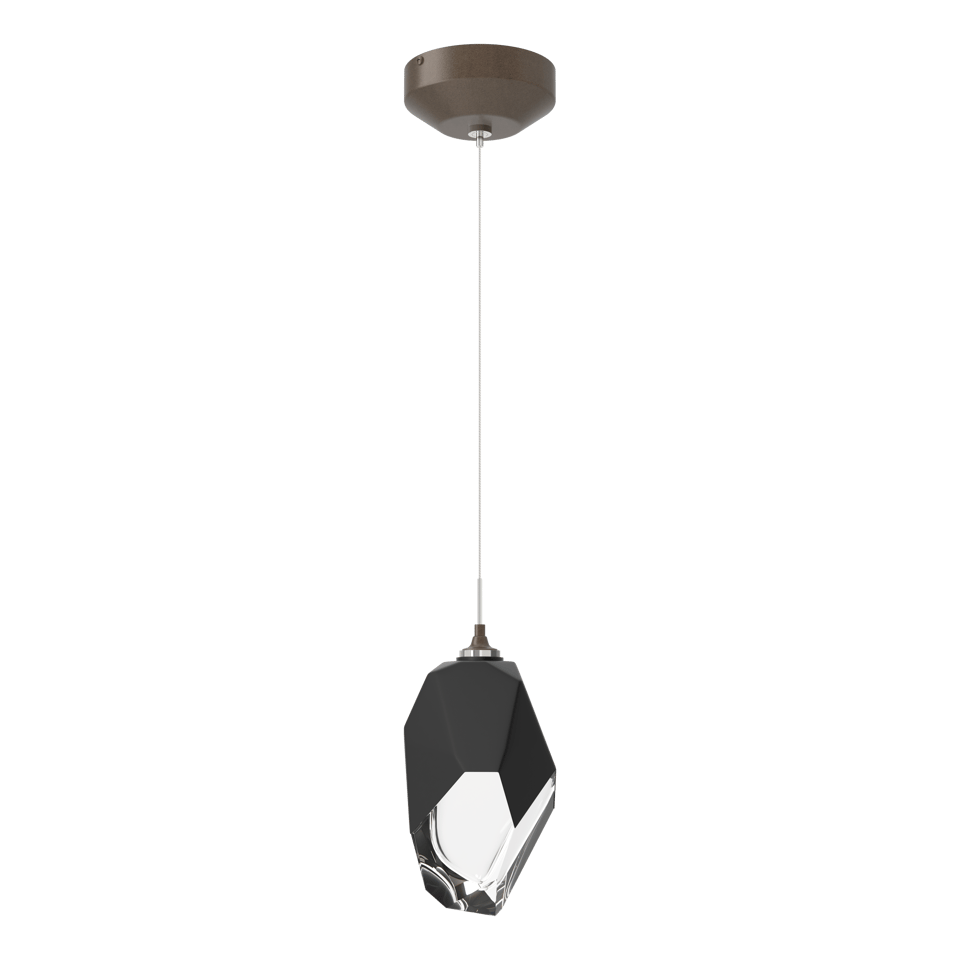 Chrysalis 1-Light Large Pendant - Bronze - Black Polished Crystal by Hubbardton Forge