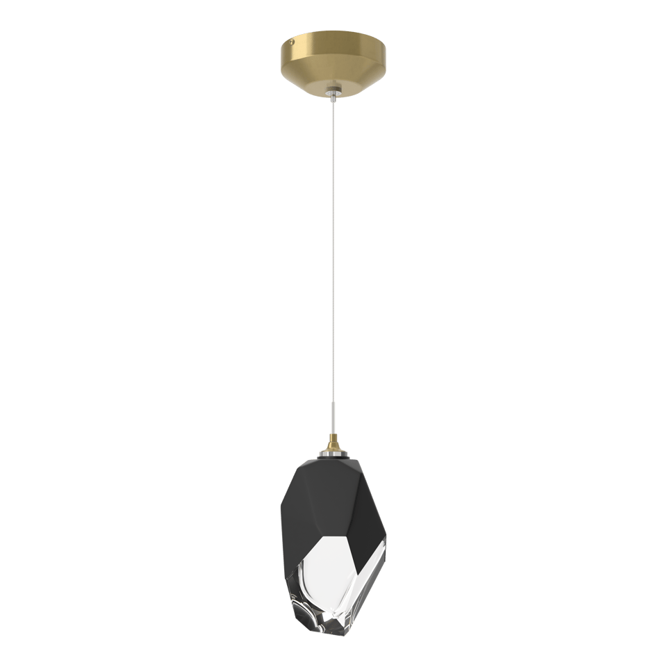 Chrysalis 1-Light Large Pendant - Modern Brass - Black Polished Crystal by Hubbardton Forge