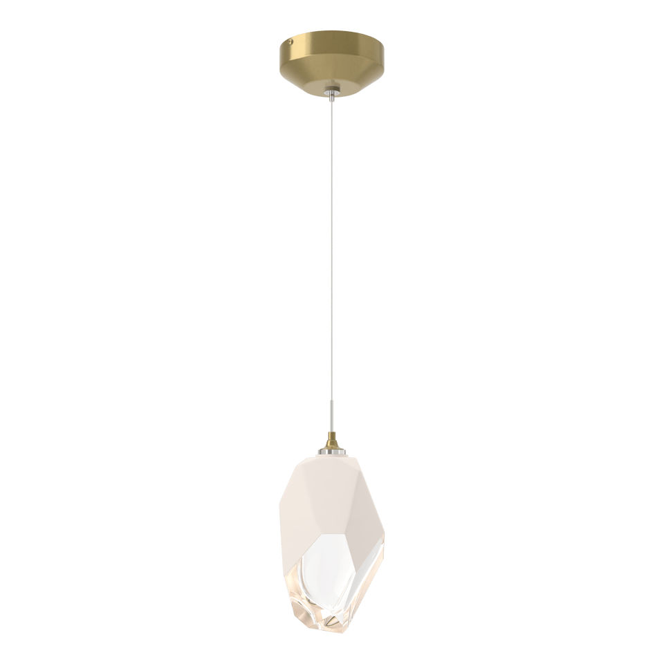 Chrysalis 1-Light Large Pendant - Modern Brass - White Polished Crystal by Hubbardton Forge