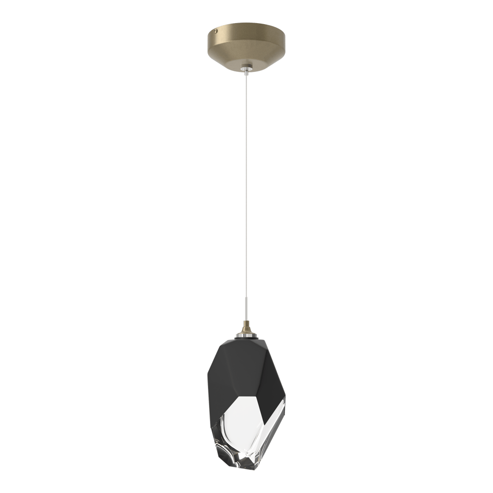 Chrysalis 1-Light Large Pendant - Soft Gold - Black Polished Crystal by Hubbardton Forge