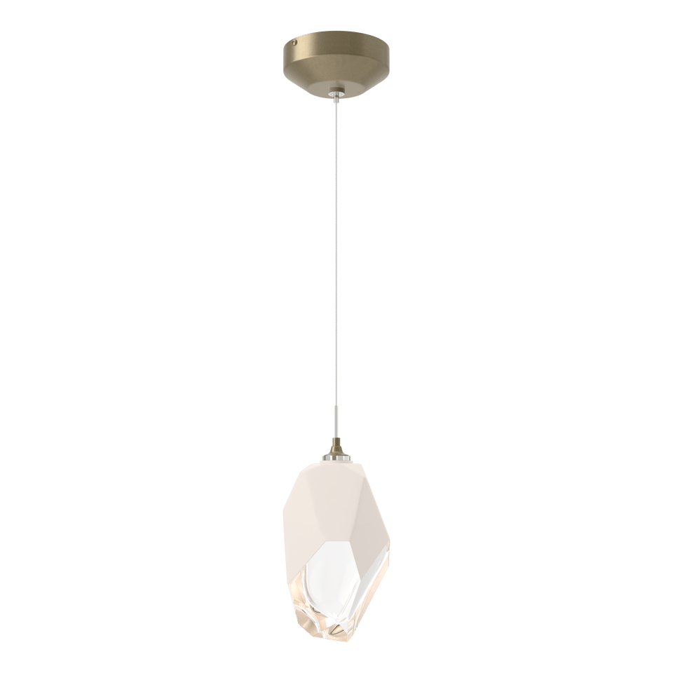 Chrysalis 1-Light Large Pendant - Soft Gold - White Polished Crystal by Hubbardton Forge