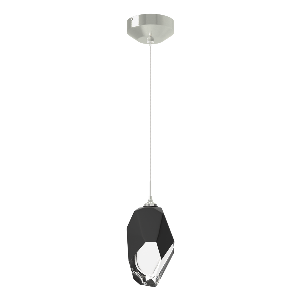 Chrysalis 1-Light Large Pendant - Sterling - Black Polished Crystal by Hubbardton Forge