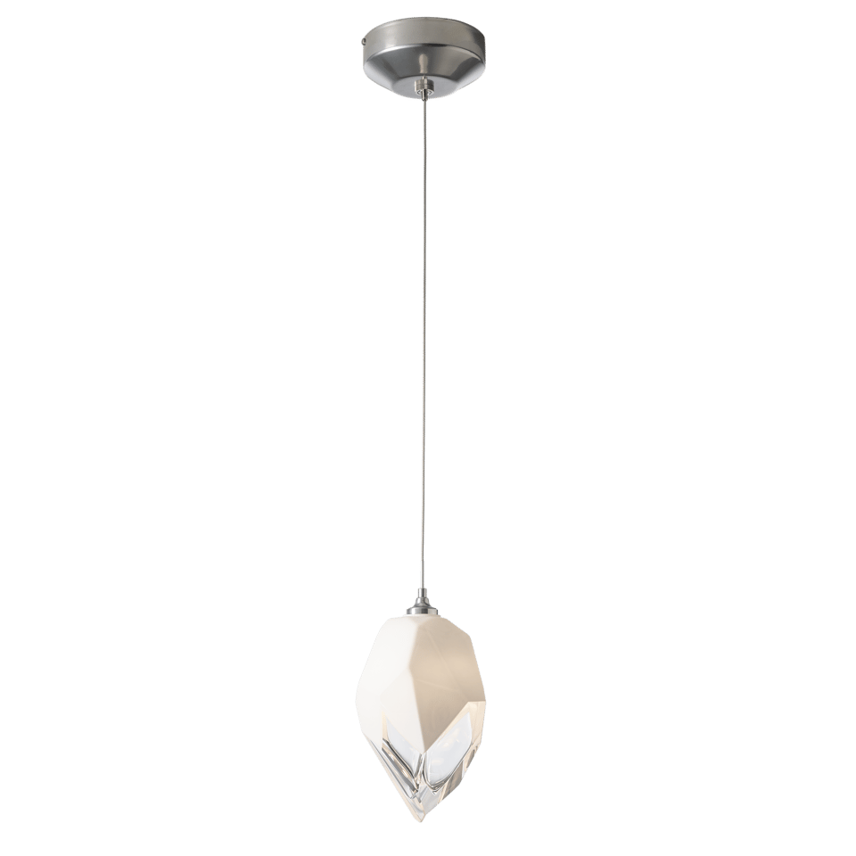 Chrysalis 1-Light Large Pendant - Sterling - White Polished Crystal by Hubbardton Forge