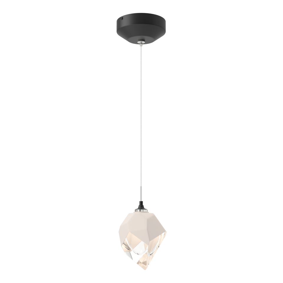 Chrysalis 1-Light Small Pendant - Black - White Polished Crystal by Hubbardton Forge
