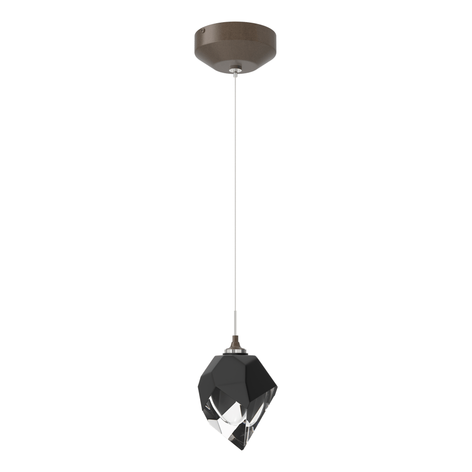 Chrysalis 1-Light Small Pendant - Bronze - Black Polished Crystal by Hubbardton Forge