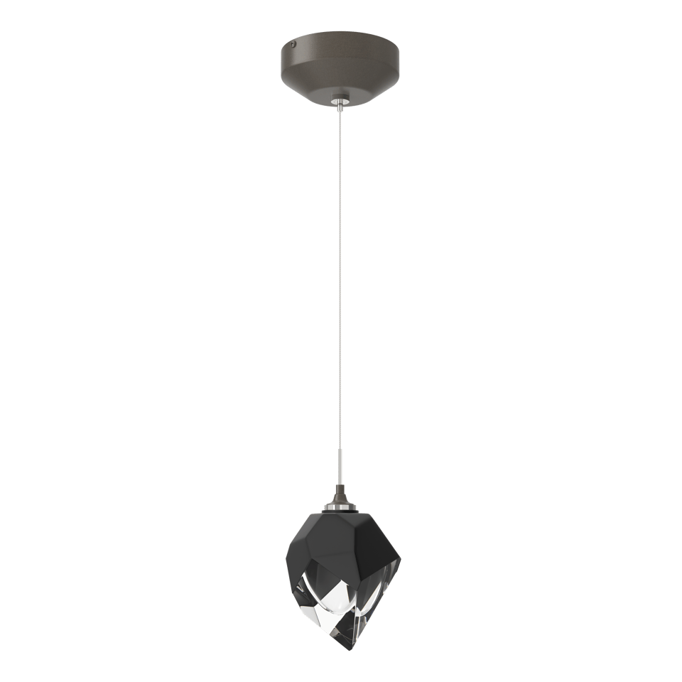 Chrysalis 1-Light Small Pendant - Dark Smoke - Black Polished Crystal by Hubbardton Forge