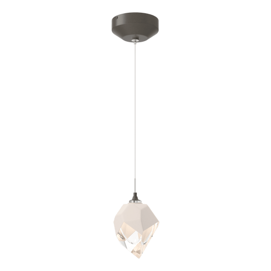 Chrysalis 1-Light Small Pendant - Dark Smoke - White Polished Crystal by Hubbardton Forge