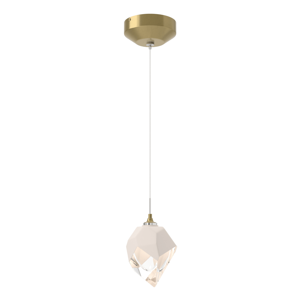 Chrysalis 1-Light Small Pendant - Modern Brass - White Polished Crystal by Hubbardton Forge